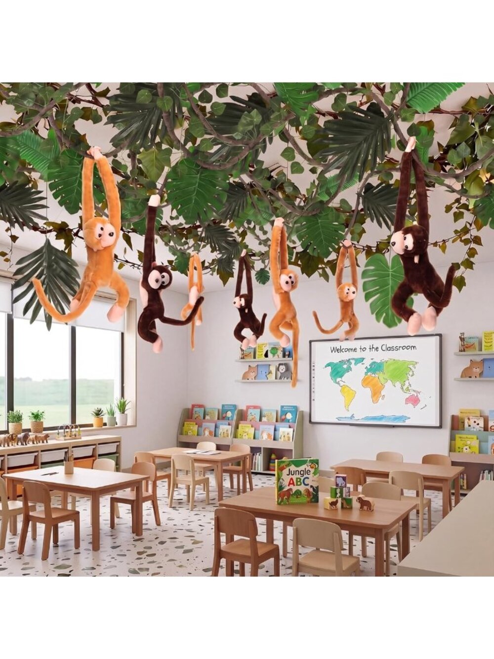 Jungle Theme Party Decor Set - 53 Pcs Rainforest Decorations with Tropical